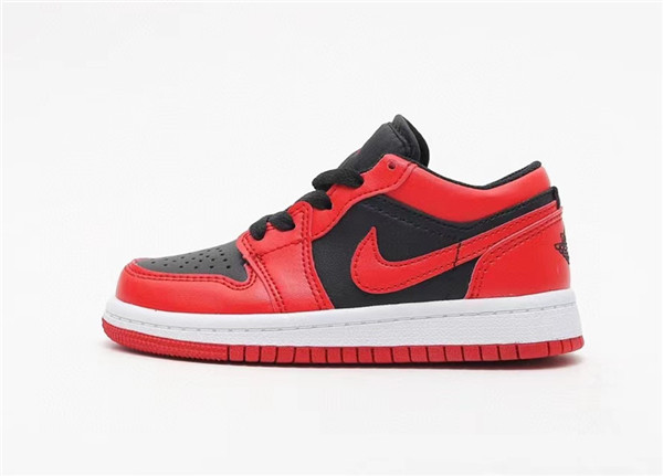 Youth Running Weapon Air Jordan 1 Black/Red Low Top Shoes 0079